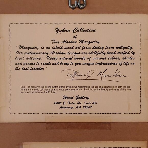Vintage Yukon Collection Fine Alaskan Marquetry Whale Pod Wood Picture - Picture 9 of 10